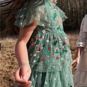 Mini Boden Green Floral Embroidered Dress - HTF - EUC